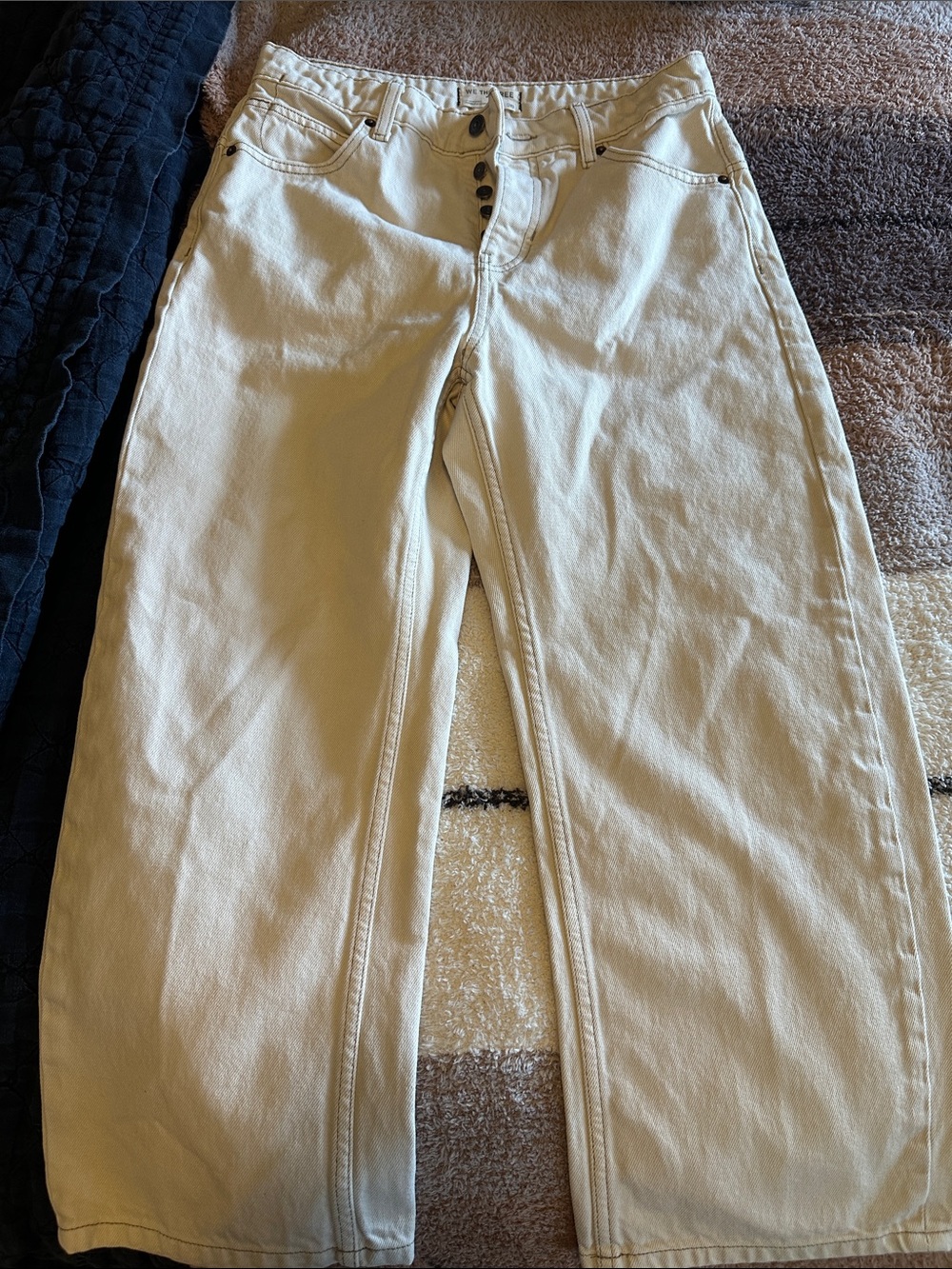 We the free wide leg crop jeans tan white 26